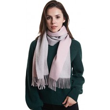 Pink and Light Grey 100% Cashmere 2022 Winter Collection, Women Fringed Edges Scarf, Gift Ready, Colors Available in Solid/Plaid/2-Tone