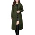 Army Green Women's Big Notch Lapel Single Breasted Mid-Long Wool Blend Coat