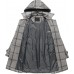 Grey Plaid Women's Double Breasted Pea Coat Hooded Long Winter Trench Coat