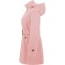 Pink Plaid Women's Double Breasted Pea Coat Hooded Long Winter Trench Coat