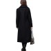 Black Women's Big Notch Lapel Single Breasted Mid-Long Wool Blend Coat