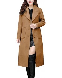 Camel Women's Big Notch Lapel Single Breasted Mid-Long Wool Blend Coat