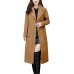 Camel Women's Big Notch Lapel Single Breasted Mid-Long Wool Blend Coat