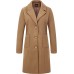 Camel Women's Big Notch Lapel Single Breasted Mid-Long Wool Blend Coat