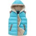 Blue Women's Outerwear Vest Casual Thicken Qulited Hooded Vest Padded Fleece Jacket