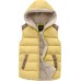 Yellow Women's Outerwear Vest Casual Thicken Qulited Hooded Vest Padded Fleece Jacket