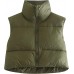 Armygreen Women's Winter Crop Vest Lightweight Sleeveless Warm Outerwear Puffer Vest Padded Gilet