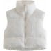 White Women's Winter Crop Vest Lightweight Sleeveless Warm Outerwear Puffer Vest Padded Gilet